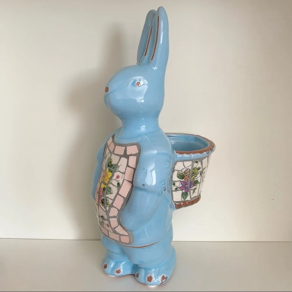 Hold vintage Mosaic ceramic bunny planter - Picture 9 of 17